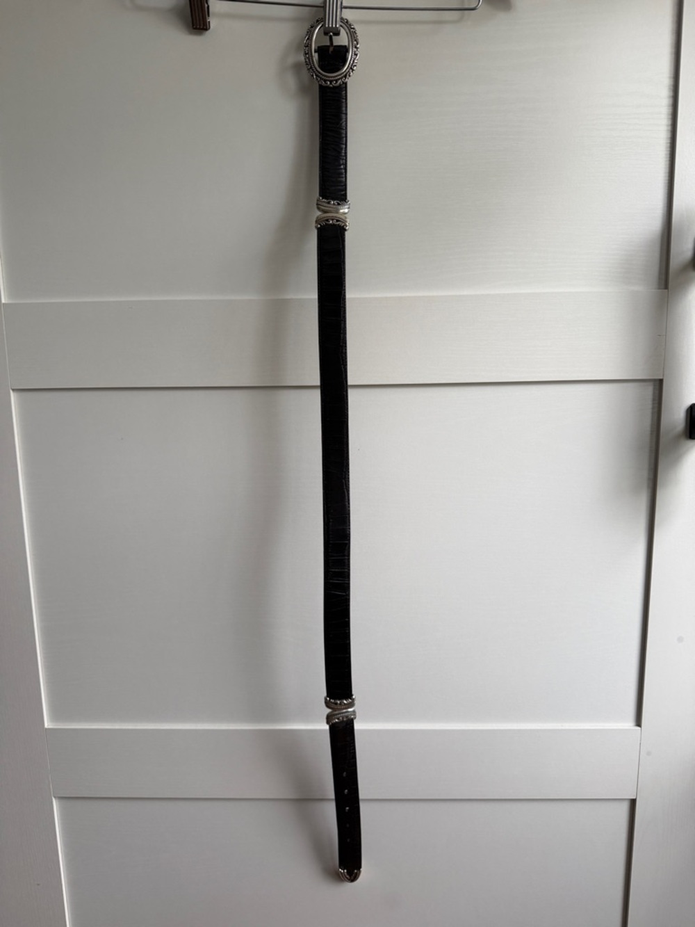 Brighton Reversible Black/Brown Leather Belt with Silver Hardware